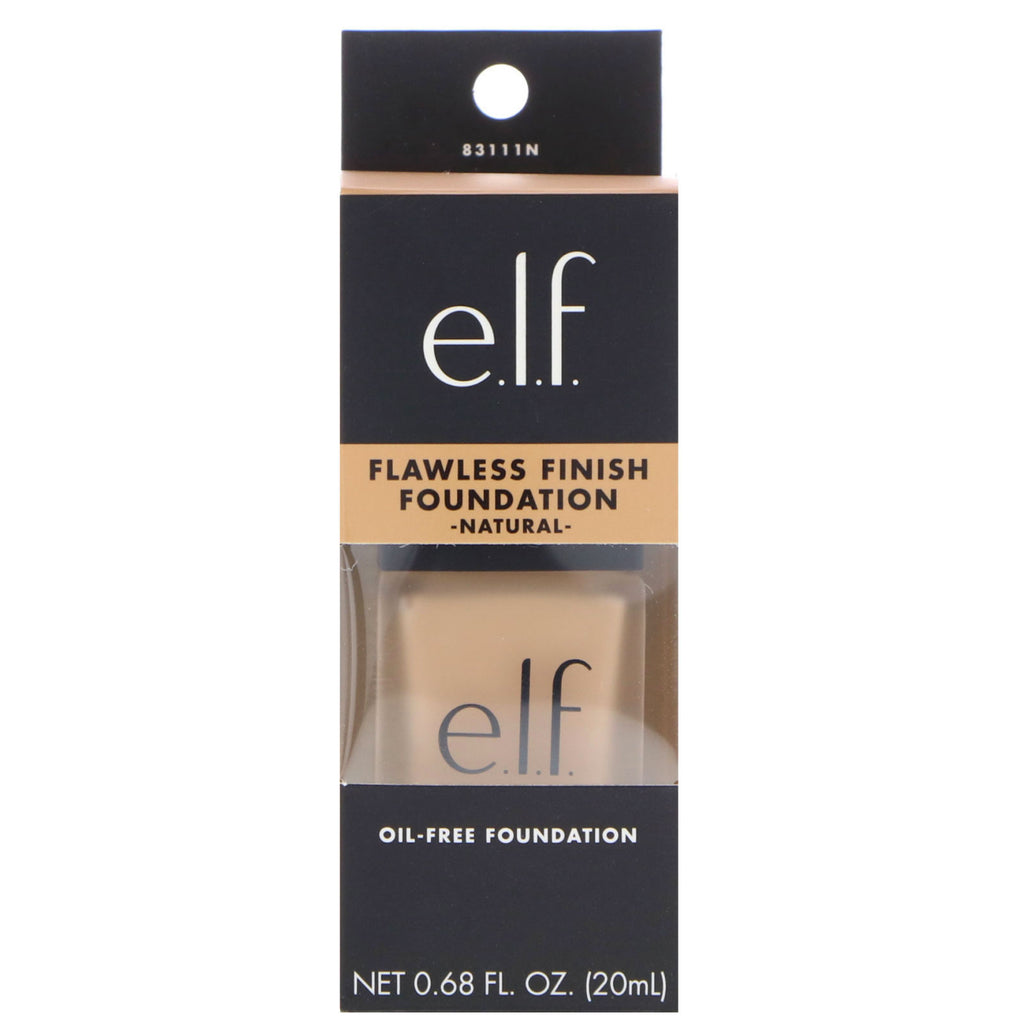 ELF, Base de maquillaje con acabado impecable, sin aceite, natural, 20 ml (0,68 oz. líq.)