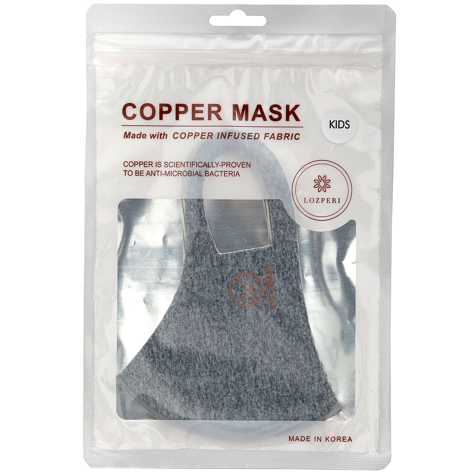 Lozperi, Copper Mask, Kids, Gray, 1 Count