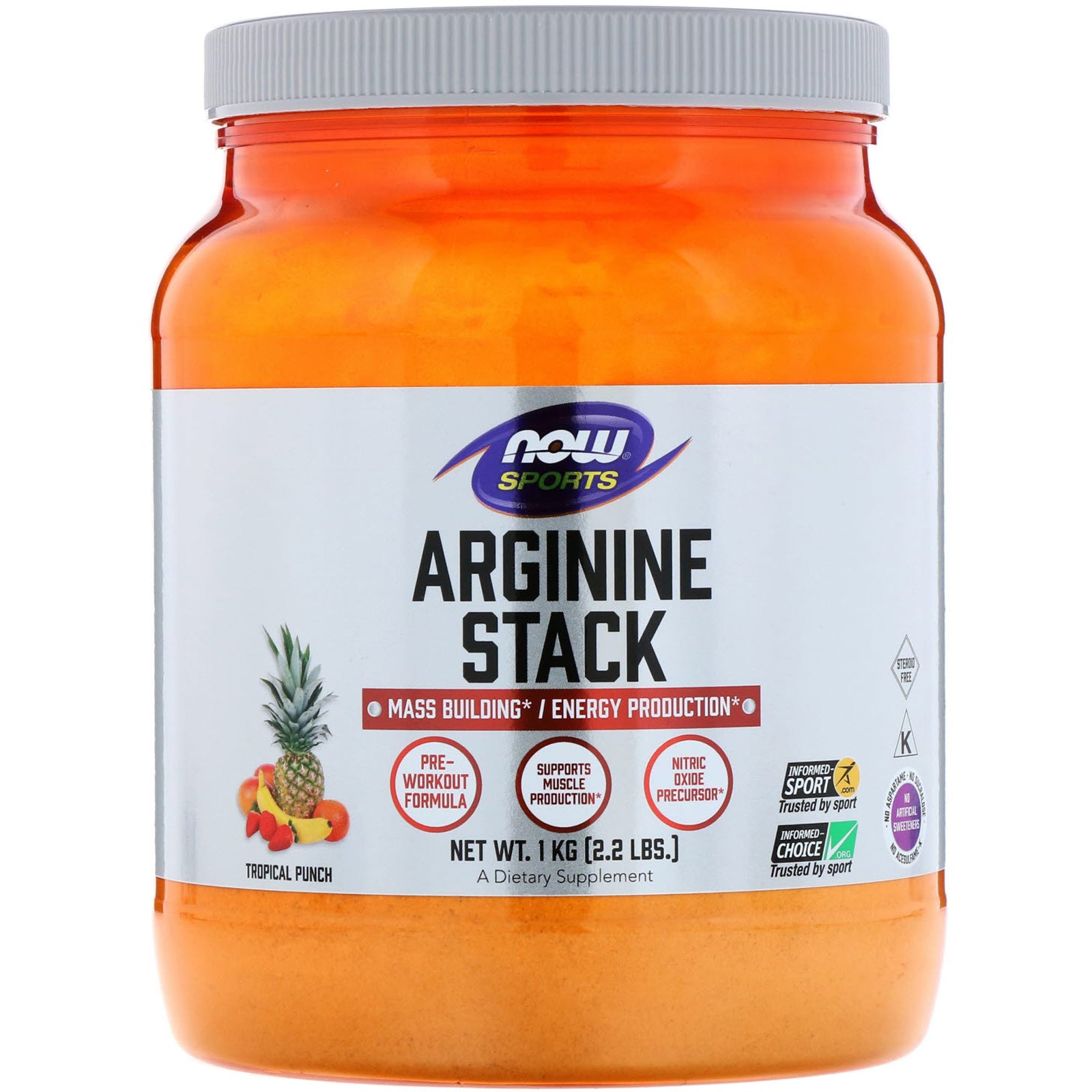 Now Foods, Sports, Arginine Stack, Tropical Punch , 2.2 lbs. (1 kg)