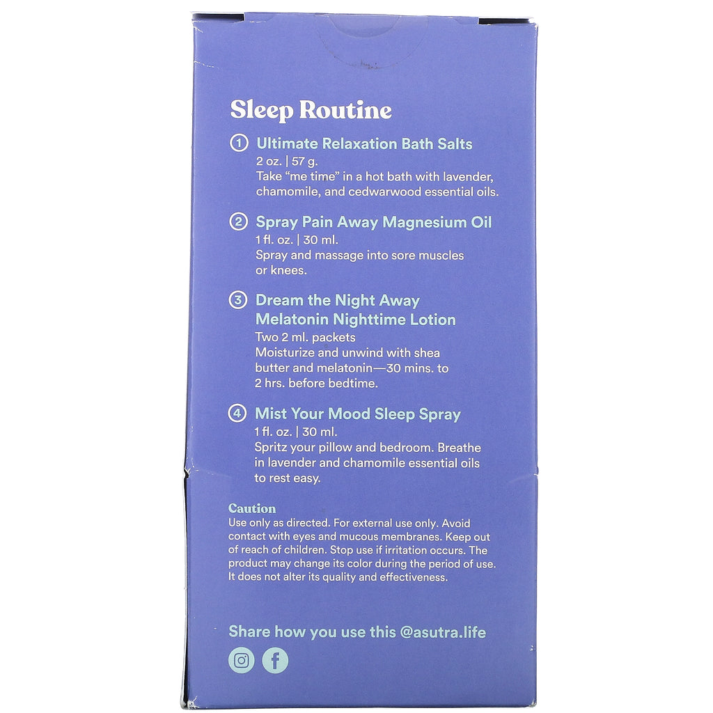 Asutra, You Sleep Routine On The Go, Travel Set, 4 Piece Set