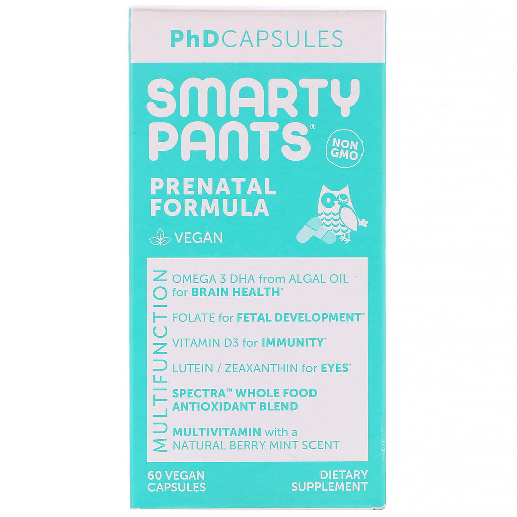 SmartyPants, cápsulas PhD, fórmula prenatal, 60 cápsulas veganas