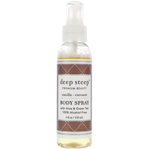 Deep Steep, Body Spray, Vanilla - Coconut, 4 fl oz (118 ml)