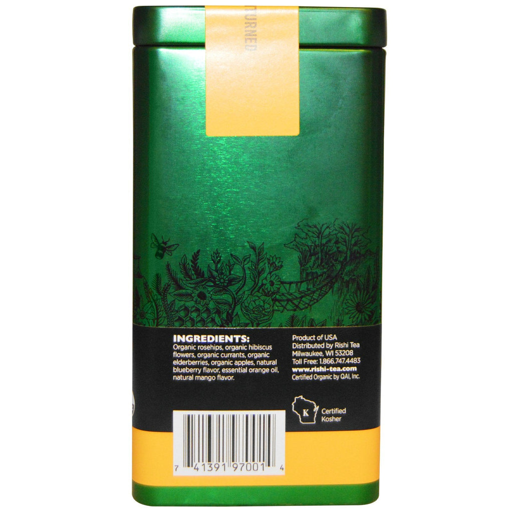 Rishi Tea, té de hierbas de hojas sueltas, sin cafeína, baya de hibisco, 2,82 oz (80 g)