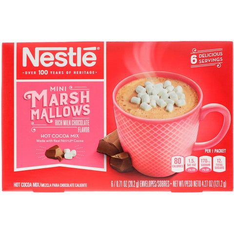 Nestle Hot Cocoa Mix, Mini Marshmallows, Rich Milk Chocolate Flavor, 6 Envelopes, 0.71 oz (20.2 g) Each