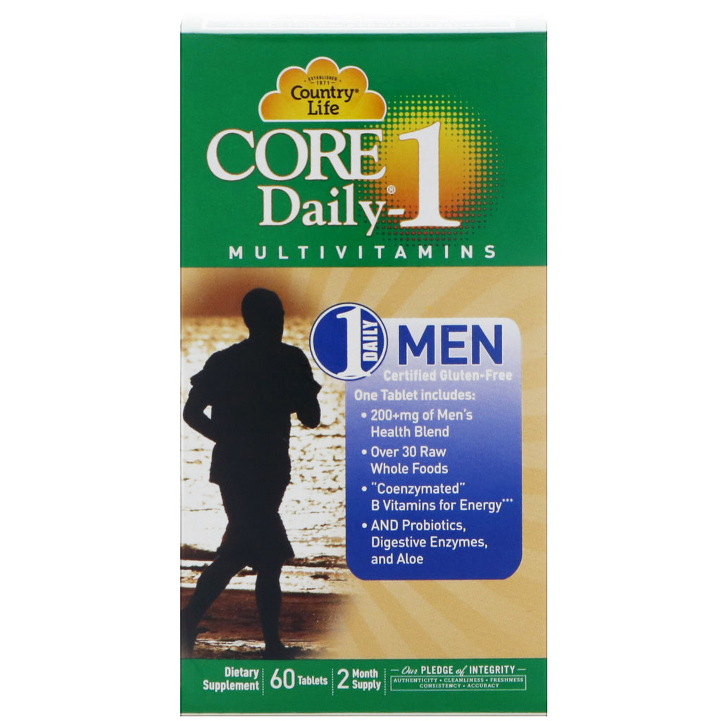 Country Life, Core Daily-1 multivitaminer, mænd, 60 tabletter