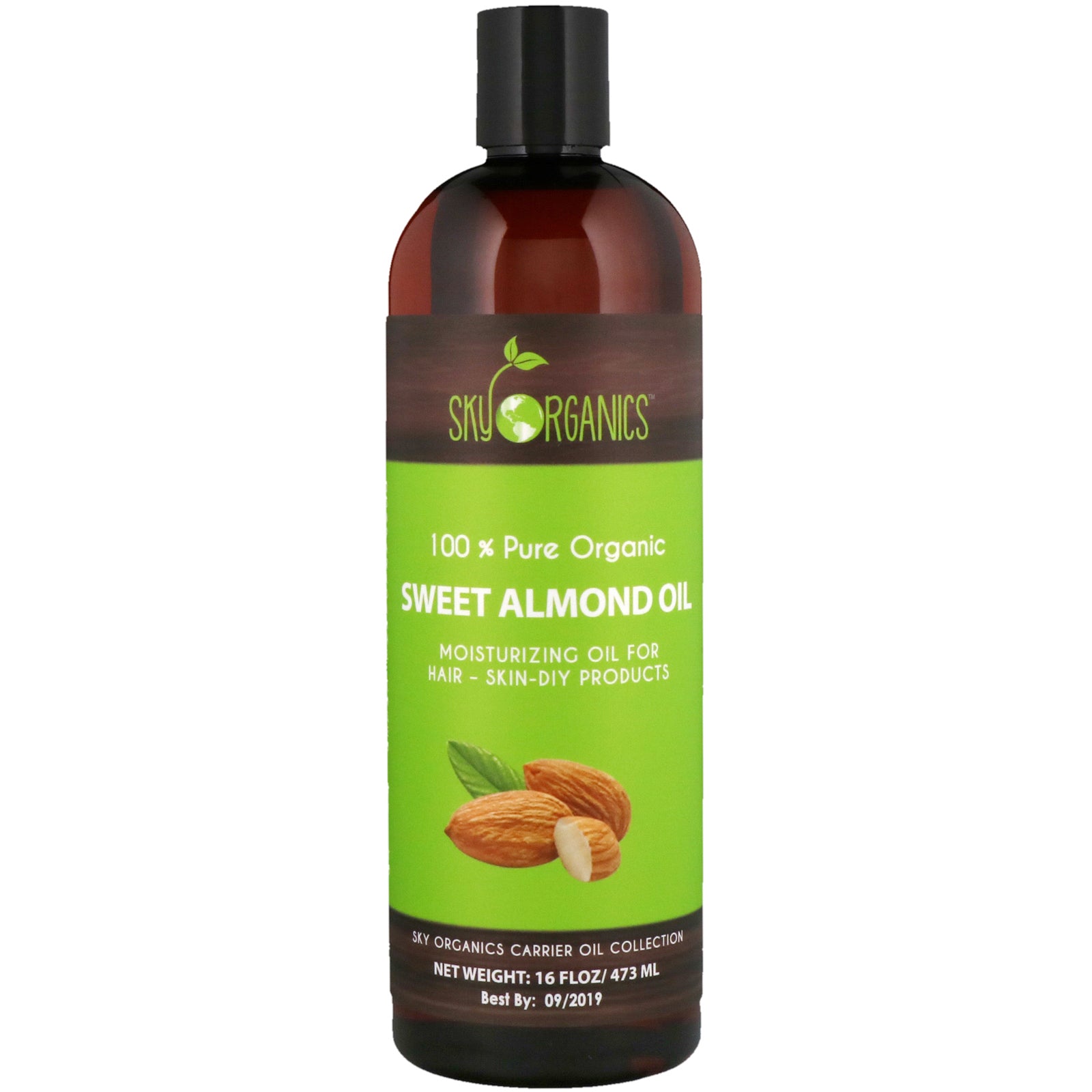 Sky Organics, 100% Pure Organic, Sweet Almond Oil, 16 fl oz (473 ml)