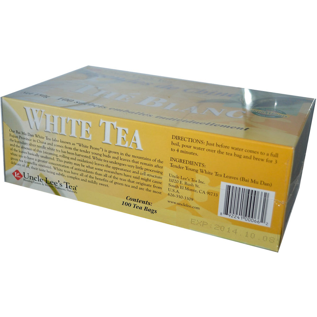 Uncle Lee's Tea, Leyendas de China, Té blanco, 100 bolsitas de té, 5,29 oz (150 g)