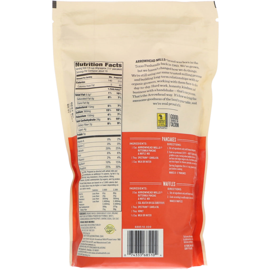 Arrowhead Mills, kærnemælk, pandekage og vaffelblanding, 1,6 lbs (737 g)