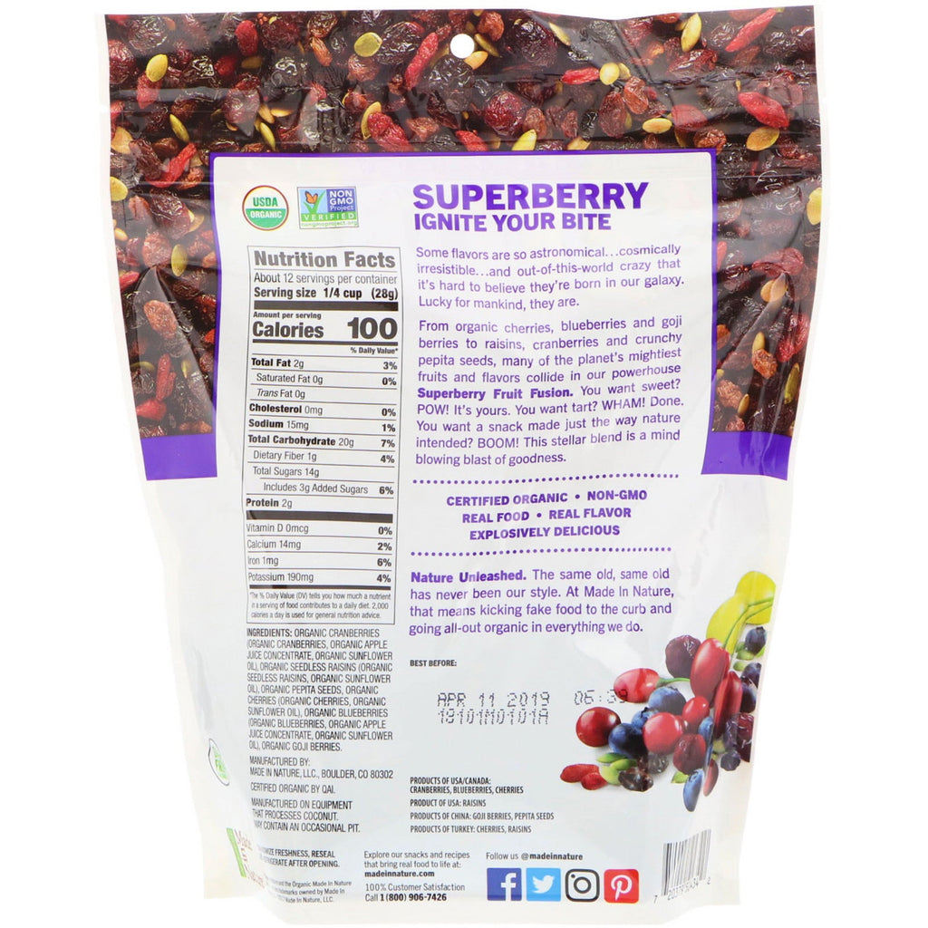 Made in Nature,  Fruit Fusion, Superberry Supersnacks, 12 oz (340 g)