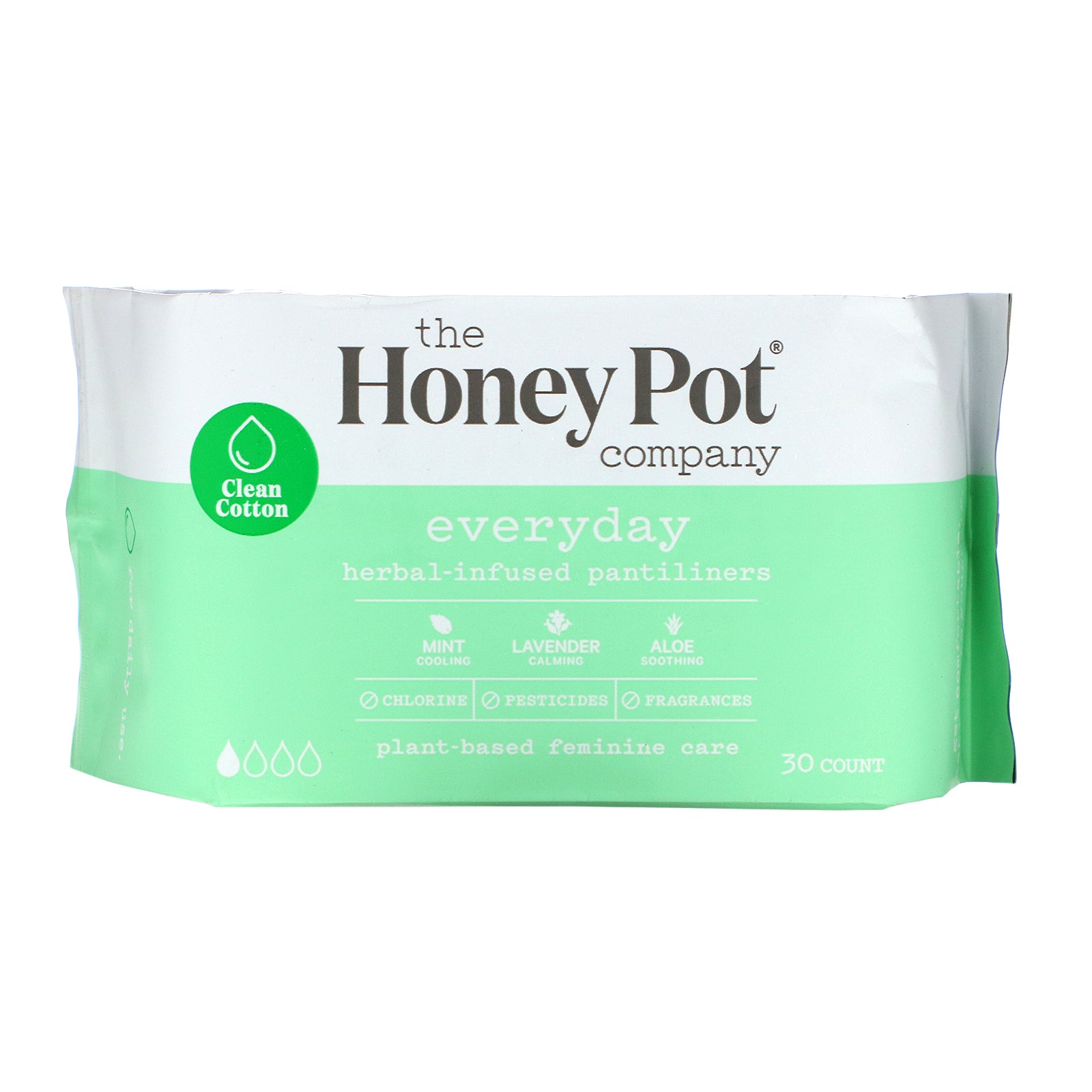 The Honey Pot Company, Herbal-Infused Pantiliners, Everyday, 30 Count