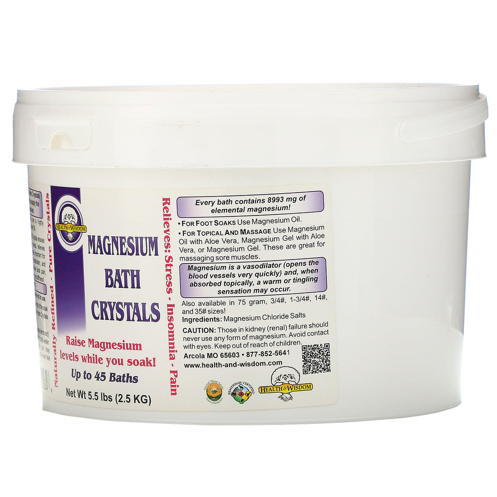 Sundhed og visdom, Magnesium-badekrystaller, 2,5 kg (5,5 lbs)