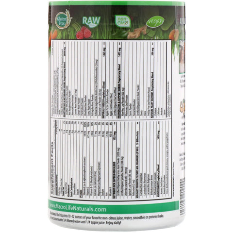 Macrolife Naturals, Macro Greens, Superalimentos ricos en nutrientes, 10 oz (283,5 g)