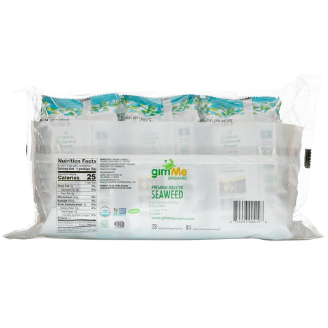 gimMe, Premium Roasted Seaweed, Sea Salt , 6 Pack. 0.17 oz (5 g) Each