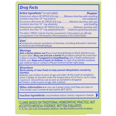 Boiron, Diaralia, Diarrhea Relief, Utilsat, 60 hurtigtopløselige tabletter