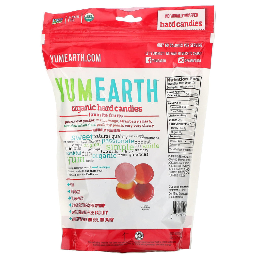 YumEarth, Caramelos duros, frutas favoritas, 13 oz (368,5 g)