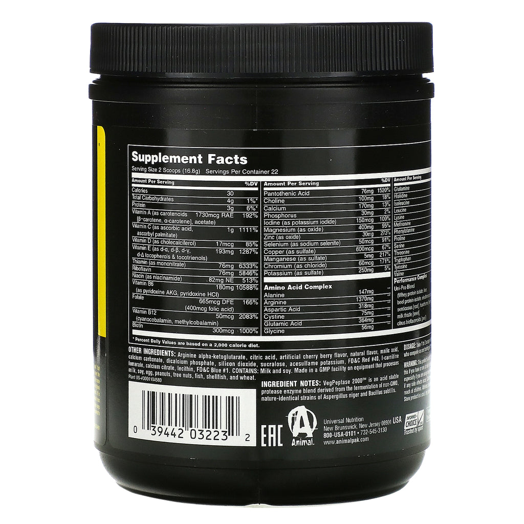 Universal Nutrition, Animal Pak, Training Powder, Cherry Berry, 369 g