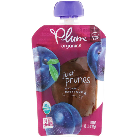 Plum Organics, Organic Baby Food, Stage 1, Just Prunes, 3.5 oz (99 g)