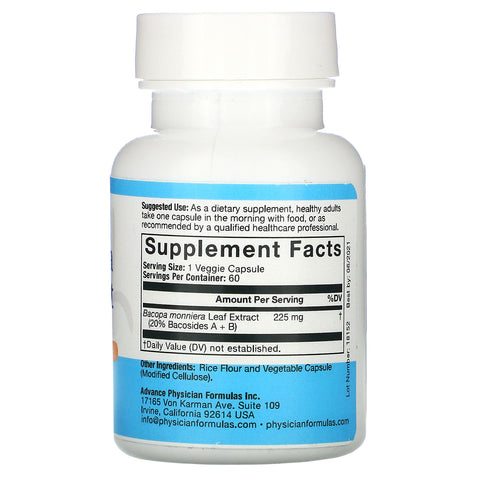 Advance Physician Formulas, Bacopa-ekstrakt, 225 mg, 60 grøntsagskapsler