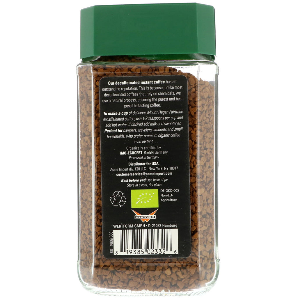 Mount Hagen,  Fairtrade Coffee, Instant, Decaffeinated, 3.53 oz (100 g)