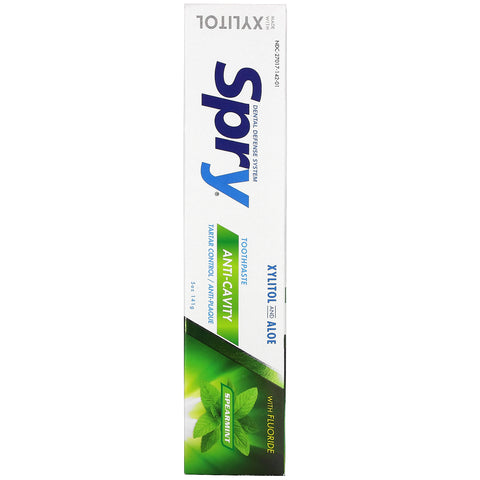 Xlear, Pasta de dientes Spry, anticaries con flúor, menta verde, 5 oz (141 g)