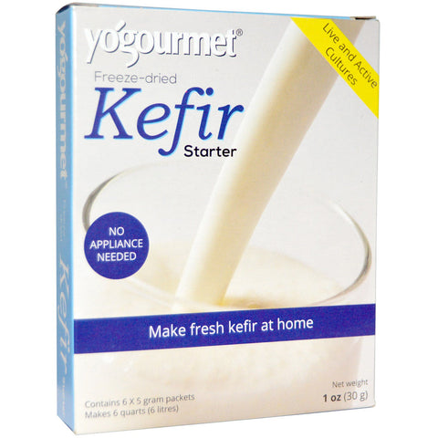 Yogourmet, Kefir Starter, Freeze-Dried, 6 Packets, 5 g Each