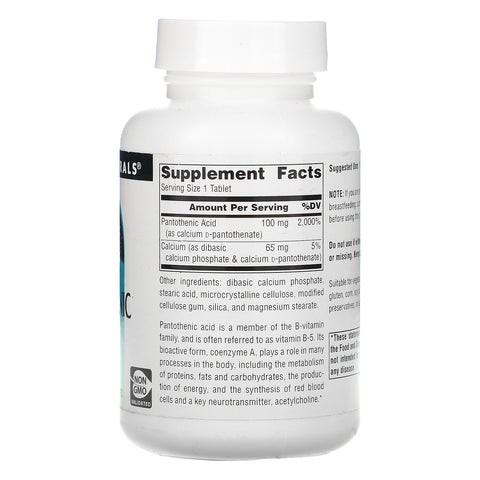 Source Naturals, Ácido pantoténico, 100 mg, 250 tabletas