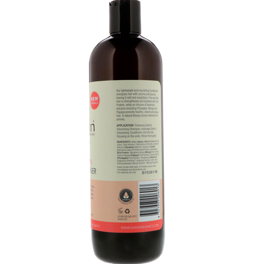 Sukin, Acondicionador voluminizador, cabello fino y lacio, 500 ml (16,9 oz. líq.)