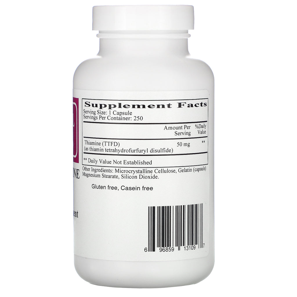 Økologiske formler, allithiamin (vitamin B1), 50 mg, 250 kapsler