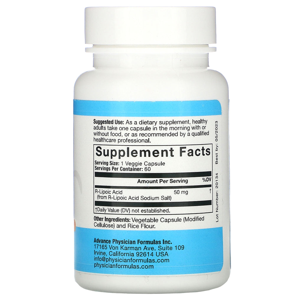 Advance Physician Formulas, R-Lipoic Acid, 50 mg, 60 Vegetable Capsules
