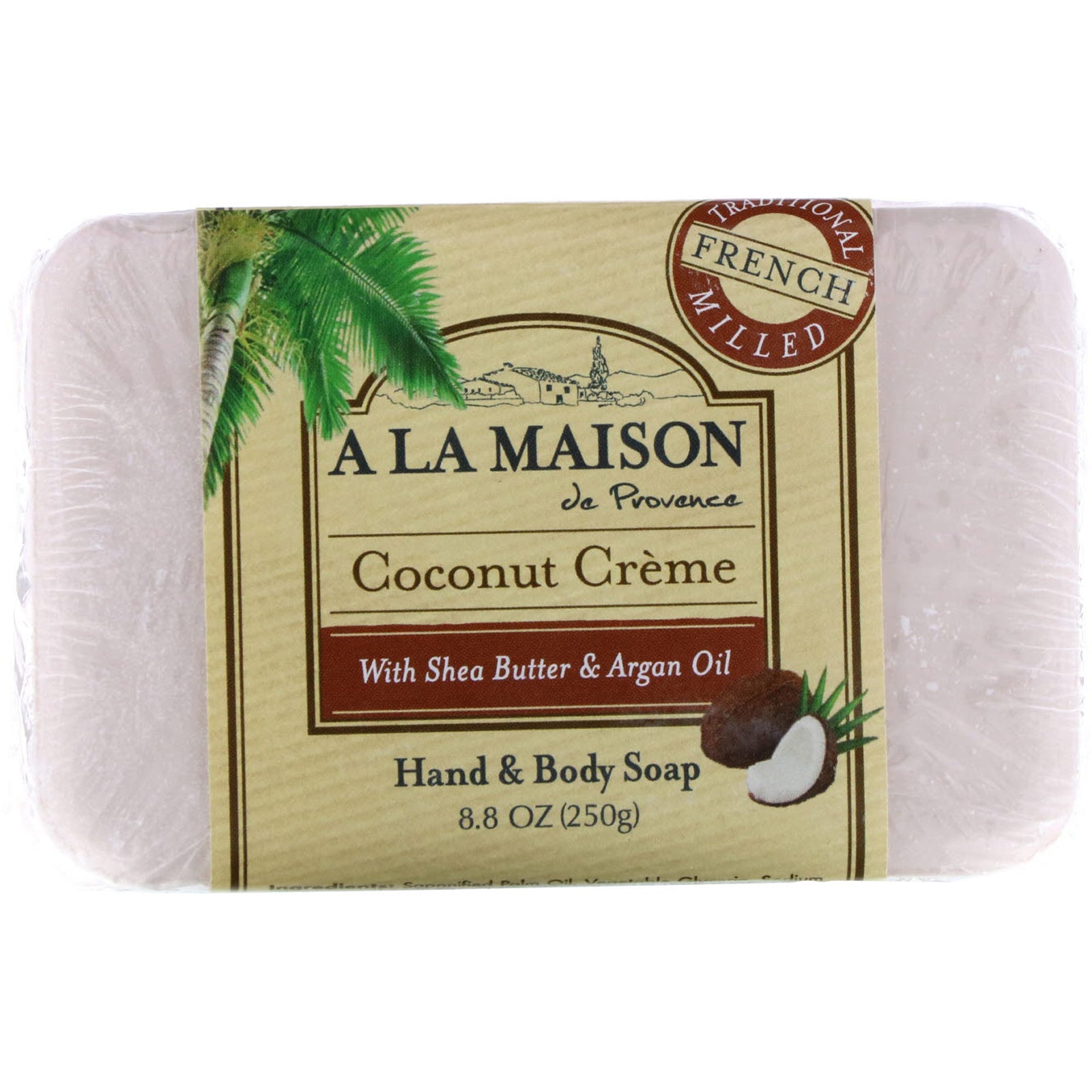 A La Maison de Provence, Hand & Body Bar Soap, Coconut Cream, 8.8 oz (250 g)