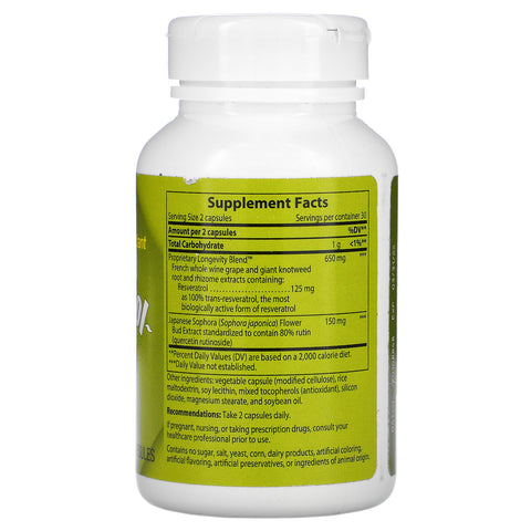 Terapia enzimática, Resveratrol~Forte, 125 mg, 60 cápsulas vegetales