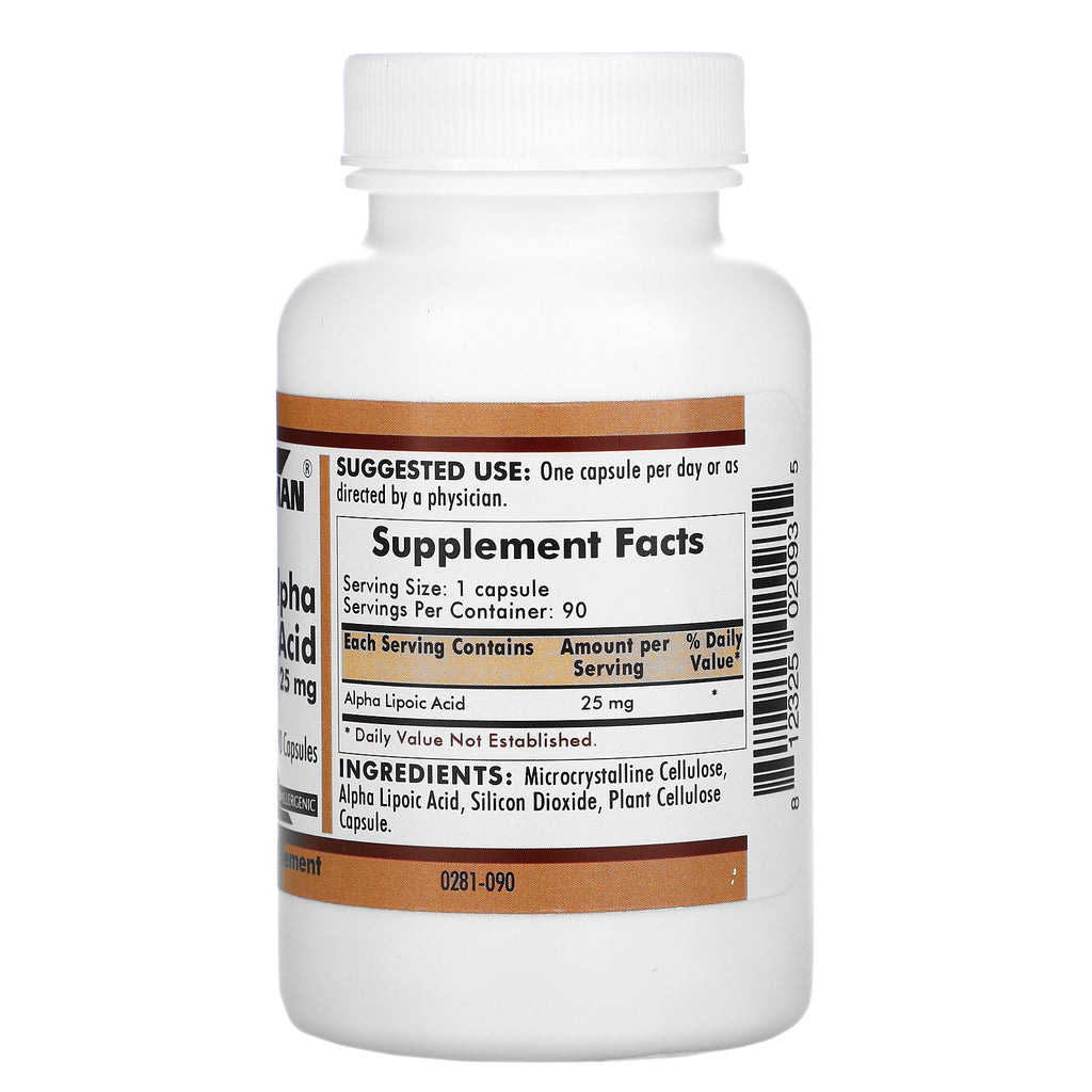 Kirkman Labs, Ácido alfa lipoico, 25 mg, 90 cápsulas