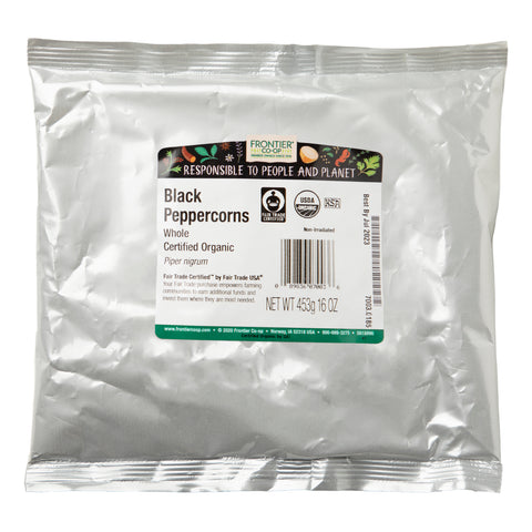 Frontier Natural Products, granos de pimienta negra enteros, 16 oz (453 g)