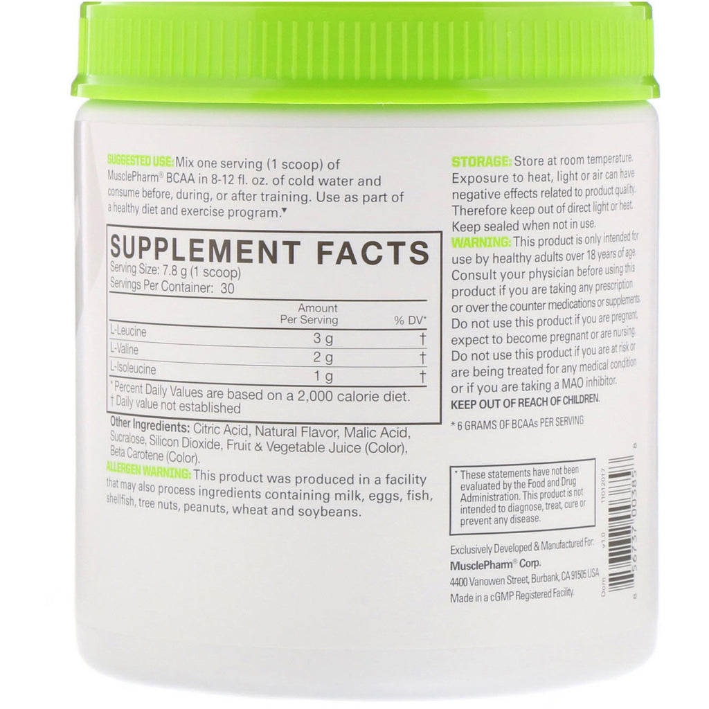 MusclePharm, Essentials, BCAA, lima limón, 234 g (0,52 lb)