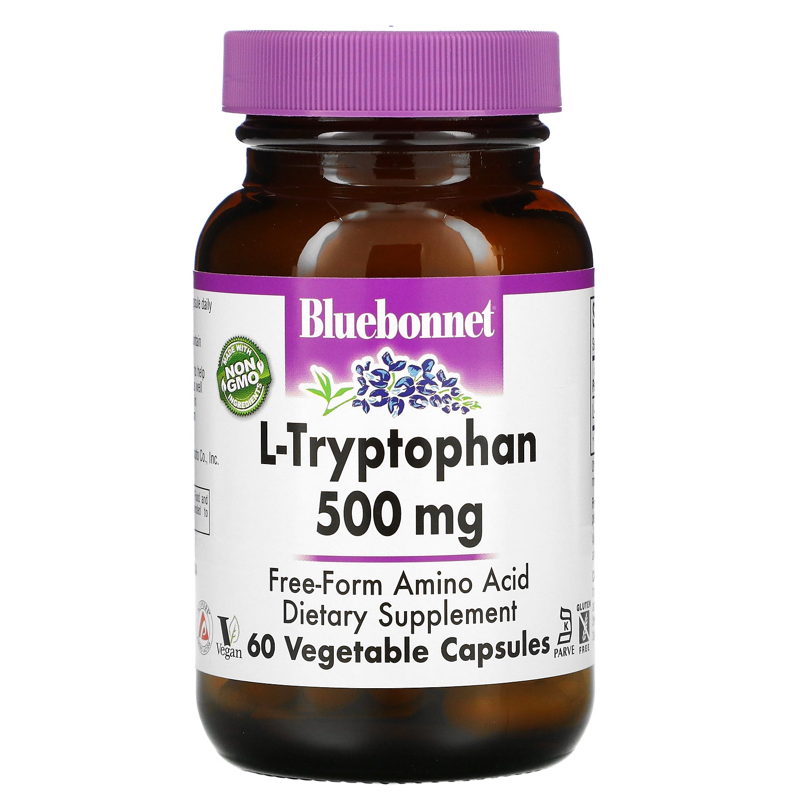 Bluebonnet Nutrition, L-Tryptophan, 500 mg, 60 Vegetable Capsules