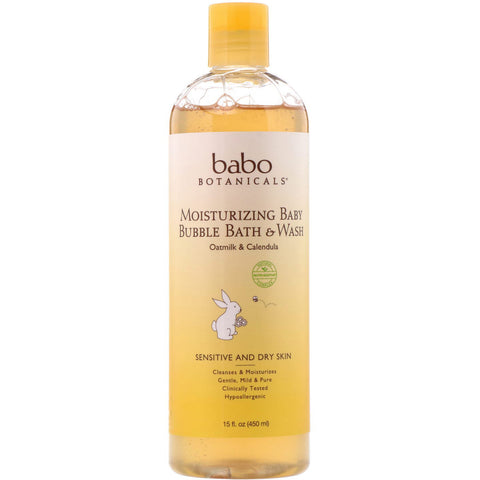 Babo Botanicals, Moisturizing Baby Bubble Bath & Wash, Oatmilk Calendula, 15 fl oz (450 ml)