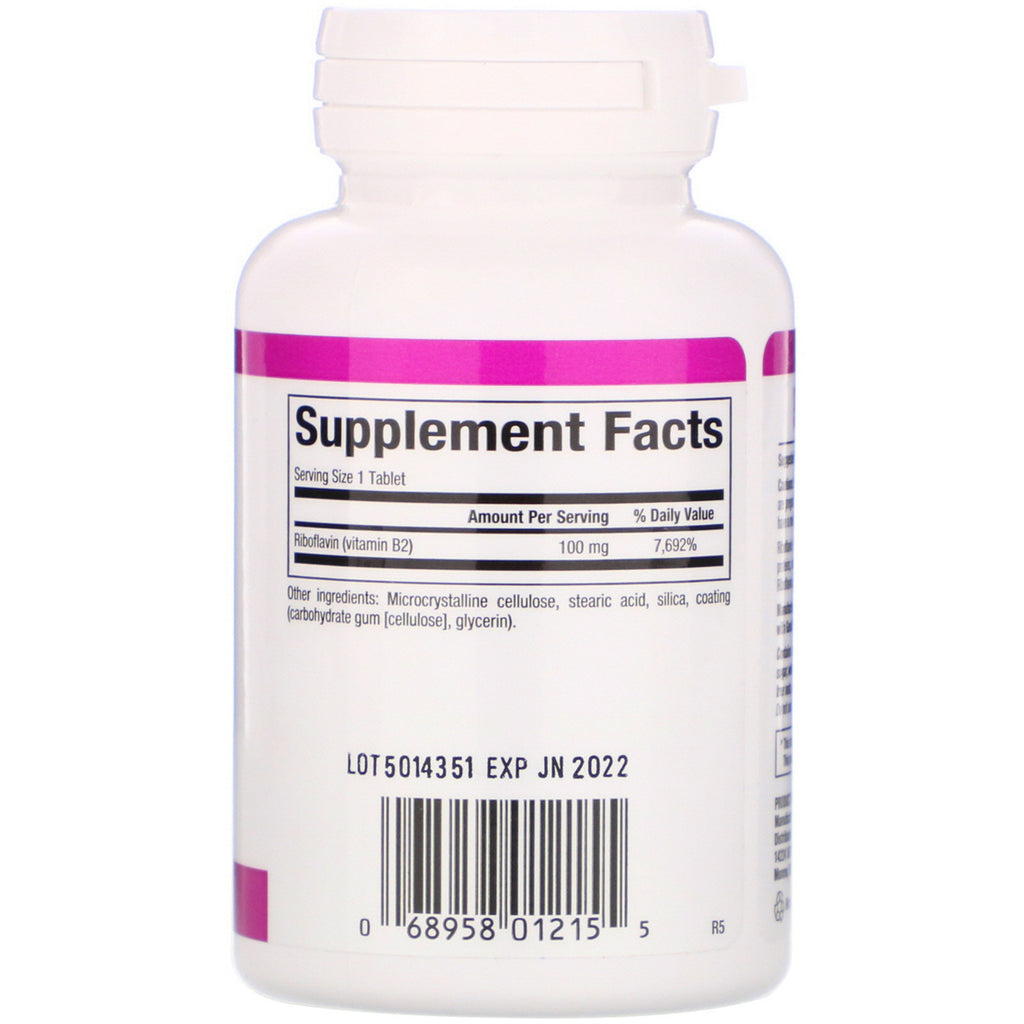 Naturlige faktorer, vitamin B2, Riboflavin, 100 mg, 90 tabletter