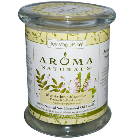 Aroma Naturals, Soy VegePure, 100% Natural Soy Pillar Candle, Meditation, Patchouli & Frankincense, 8.8 oz (260 g)