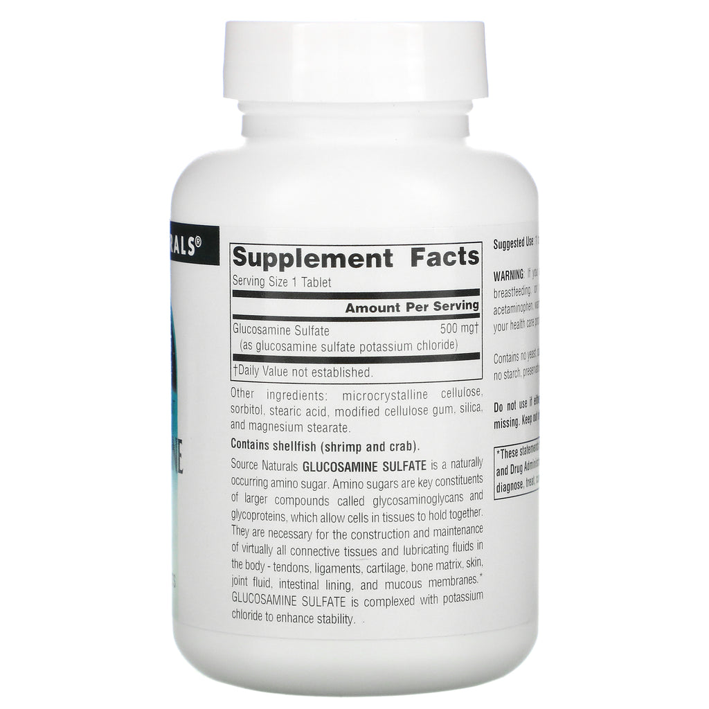 Source Naturals, Glucosamine Sulfate, Natriumfri, 500 mg, 120 tabletter