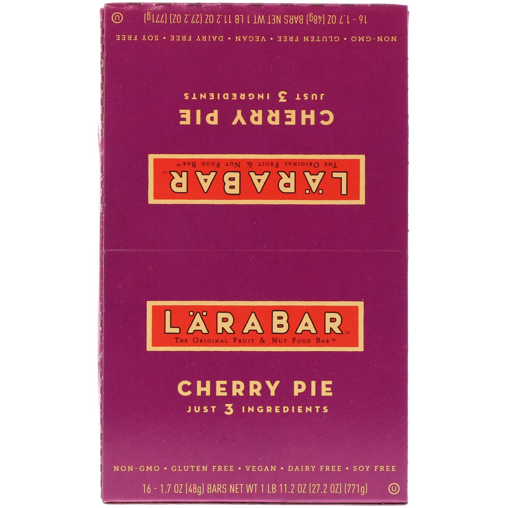 Larabar, The Original Fruit &amp; Nut Food Bar, pastel de cerezas, 16 barras, 1,7 oz (48 g) cada una