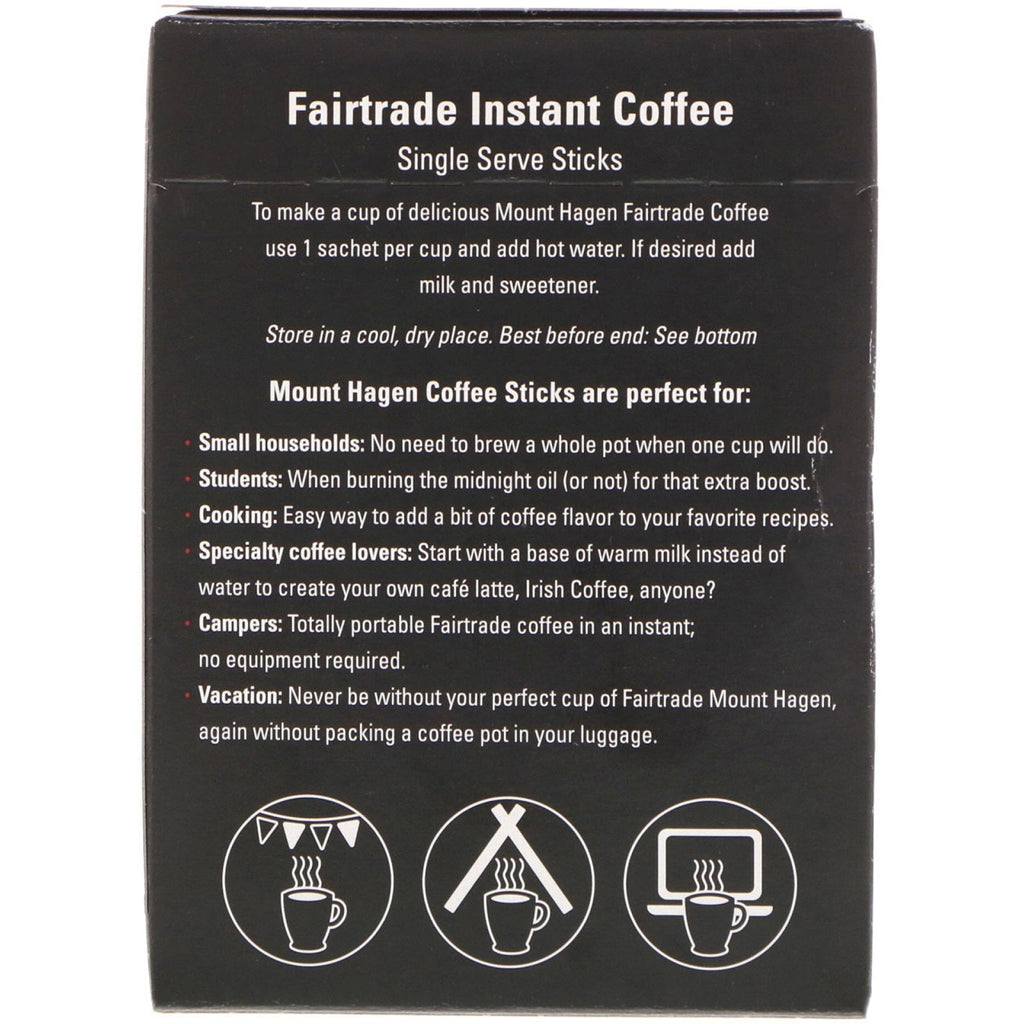 Mount Hagen, Café instantáneo Fairtrade, 25 barritas individuales, 50 g (1,76 oz)