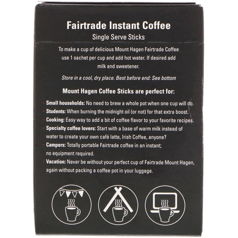 Mount Hagen, Café instantáneo Fairtrade, 25 barritas individuales, 50 g (1,76 oz)
