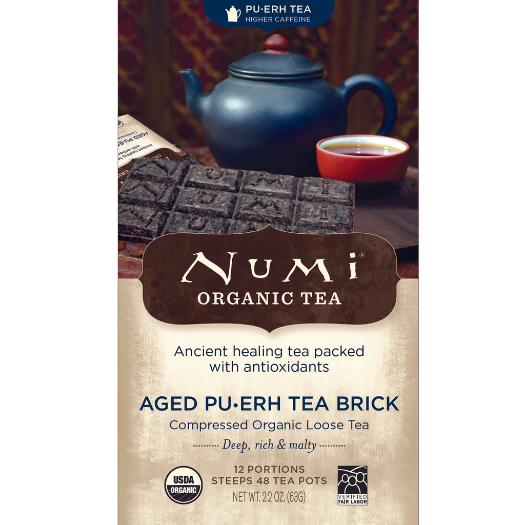 Numi Tea, Organic Tea, Pu-erh Tea, Aged Pu-erh Tea Brick, 2.2 oz (63 g)