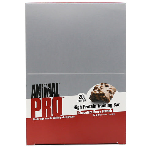 Universal Nutrition, Animal Pro, High Protein Training Bar, Chocolate Berry Crunch, 12 barer, 2,2 oz (62 g)