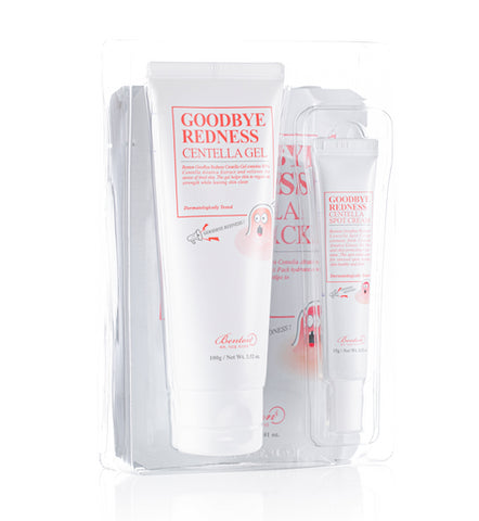 GOODBYE REDNESS CENTELLA SPECIAL SET Hojas de mascarilla x3, GEL 100g, Crema para manchas 15g