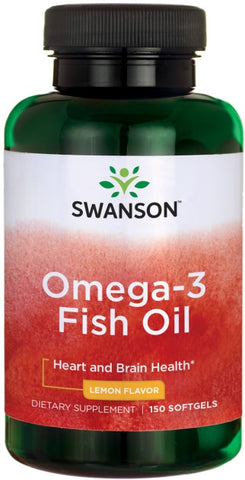 Swanson, Aceite de pescado Omega-3, Limón - 150 cápsulas blandas