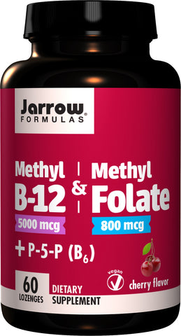 Jarrow Formulas, Methyl B-12 & Methyl Folate, 800mcg Cherry - 60 Lozenges