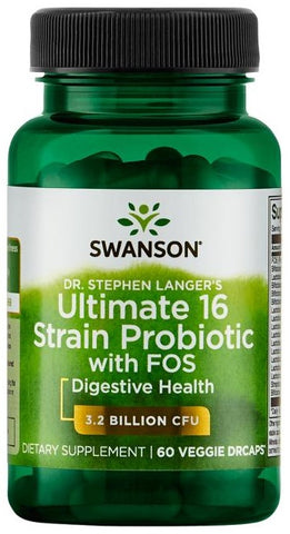 Swanson, Dr. Stephen Langer's Ultimate 16 Strain Probiotic with FOS, 3.2 Billion CFU - 60 vcaps
