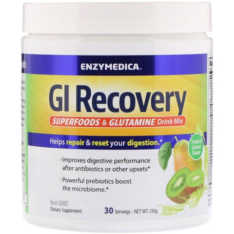 Enzymedica, GI Recovery Superfoods & Glutamine Drink Mix, Tropical Greens Flavor - 210g