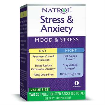 Natrol, Stress & Anxiety Day & Night Formula - 30 + 30 tabs